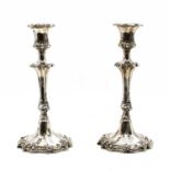 A pair of Victorian silver candlesticks,