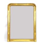 A large gilt framed overmantle mirror,