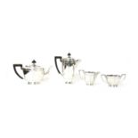 A Mappin & Webb silver-plated four-piece Art Deco tea service,