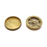 A George III brass pocket sundial and compass,