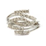 A platinum six row diamond ring,