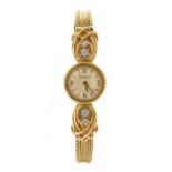 A ladies' gold Jaeger-LeCoultre diamond set bracelet watch, c.1950,