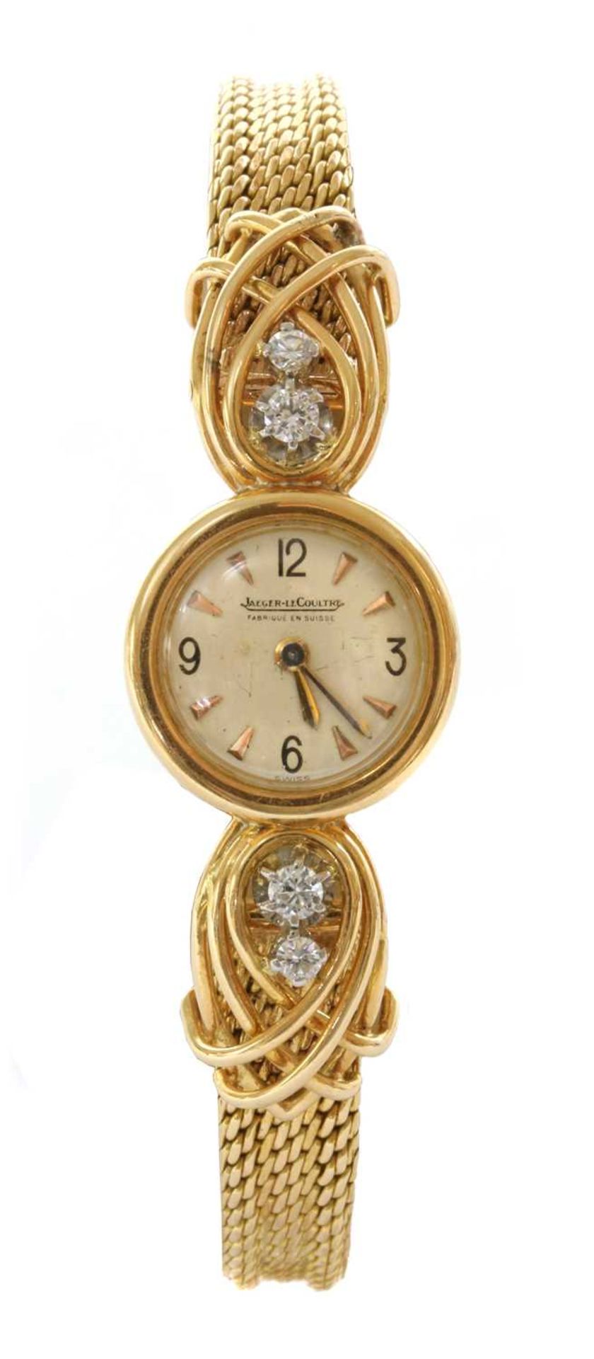 A ladies' gold Jaeger-LeCoultre diamond set bracelet watch, c.1950,