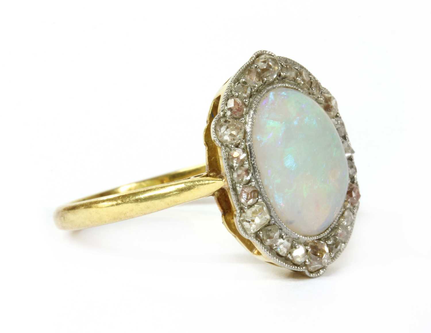 A gold opal and diamond ring, - Image 2 of 4