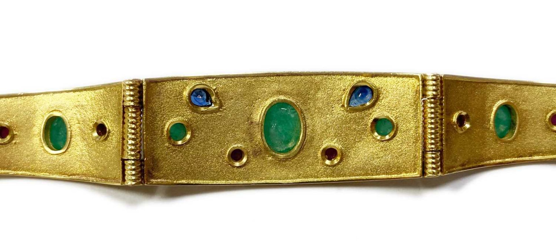 A gold emerald, sapphire and ruby bracelet, - Image 6 of 9