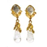 A pair of gold-plated 'Rive Gauche' drop earrings by Yves Saint Laurent,