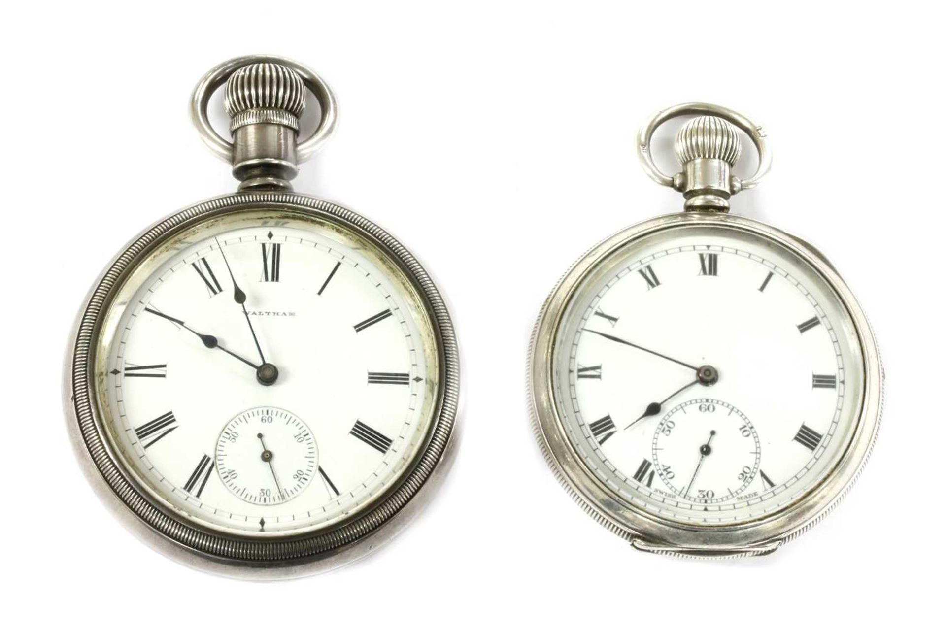 A sterling silver Waltham open-faced pocket watch,