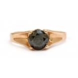 A 14ct rose gold single stone black diamond ring,