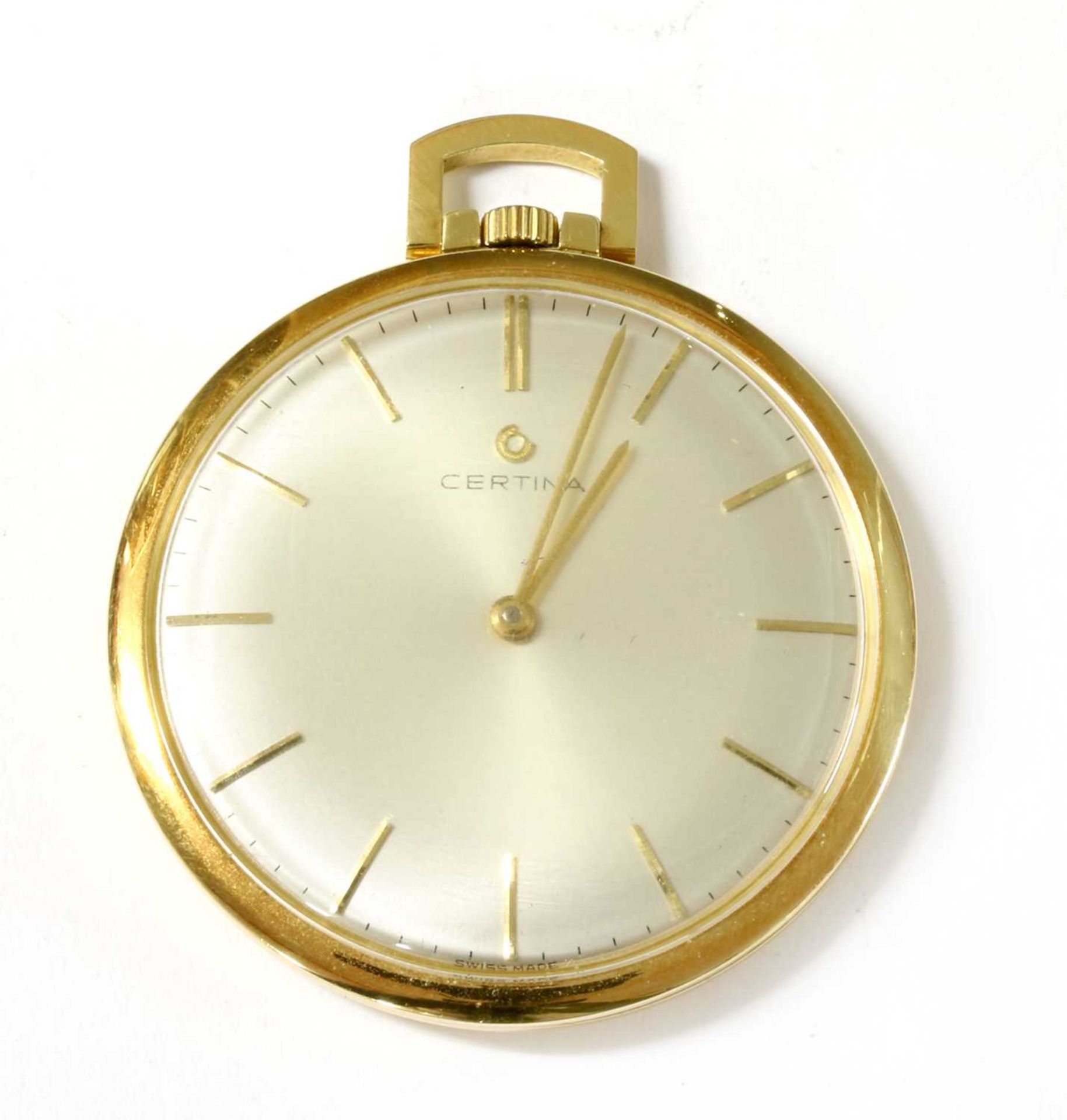 An 18ct gold slimline open-faced pocket watch,