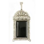 An Art Deco-style, 18ct white gold, onyx and diamond pendant,
