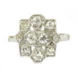 An Art Deco diamond plaque ring,