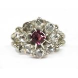 An Edwardian garnet and diamond cluster,