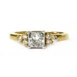 An 18ct gold single stone princess cut diamond ring,