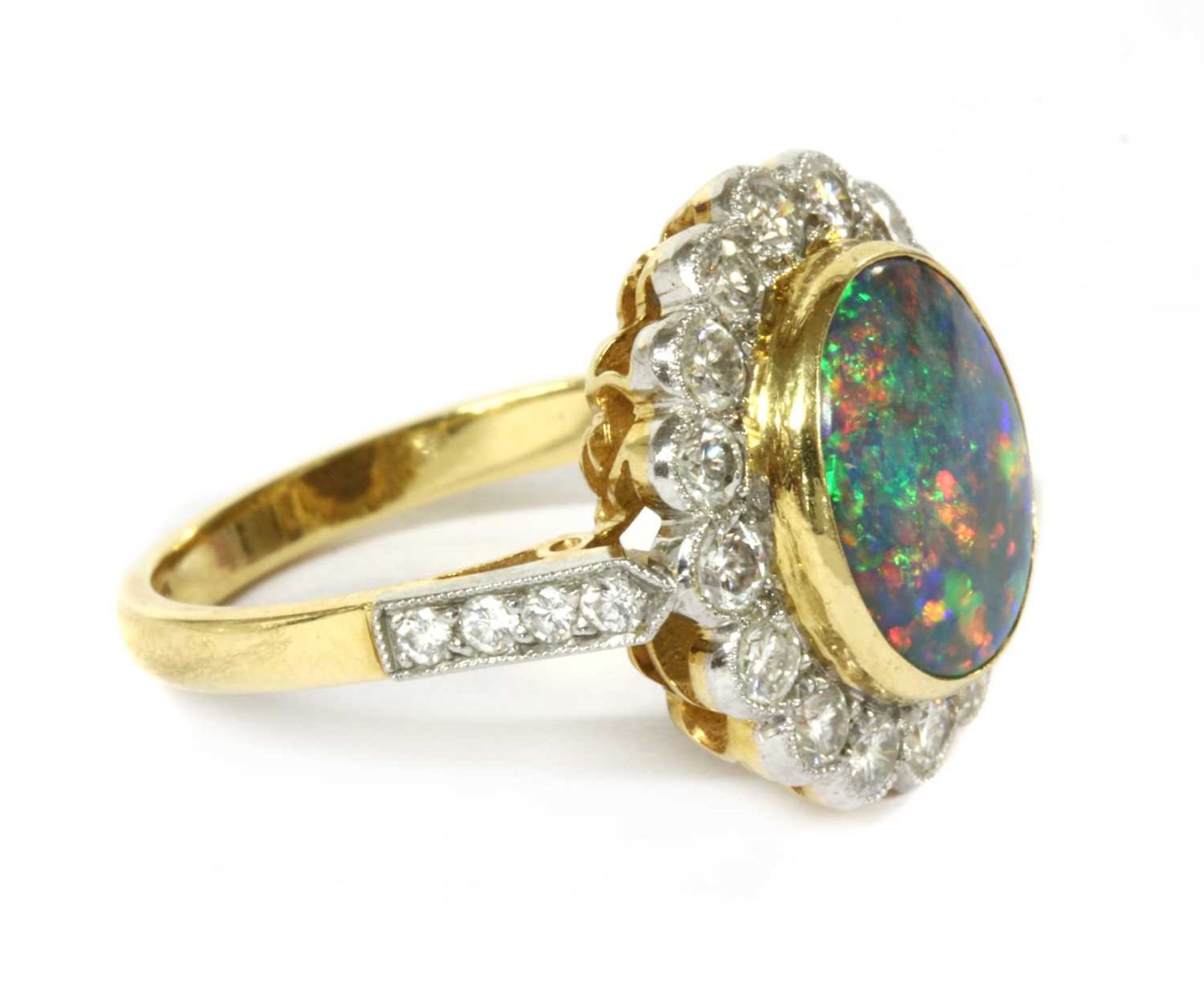 A gold boulder opal and diamond cluster ring, - Bild 3 aus 4