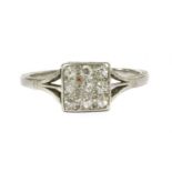 An early 20th century platinum diamond cluster ring,