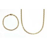 A 9ct gold anchor link necklace and bracelet suite,