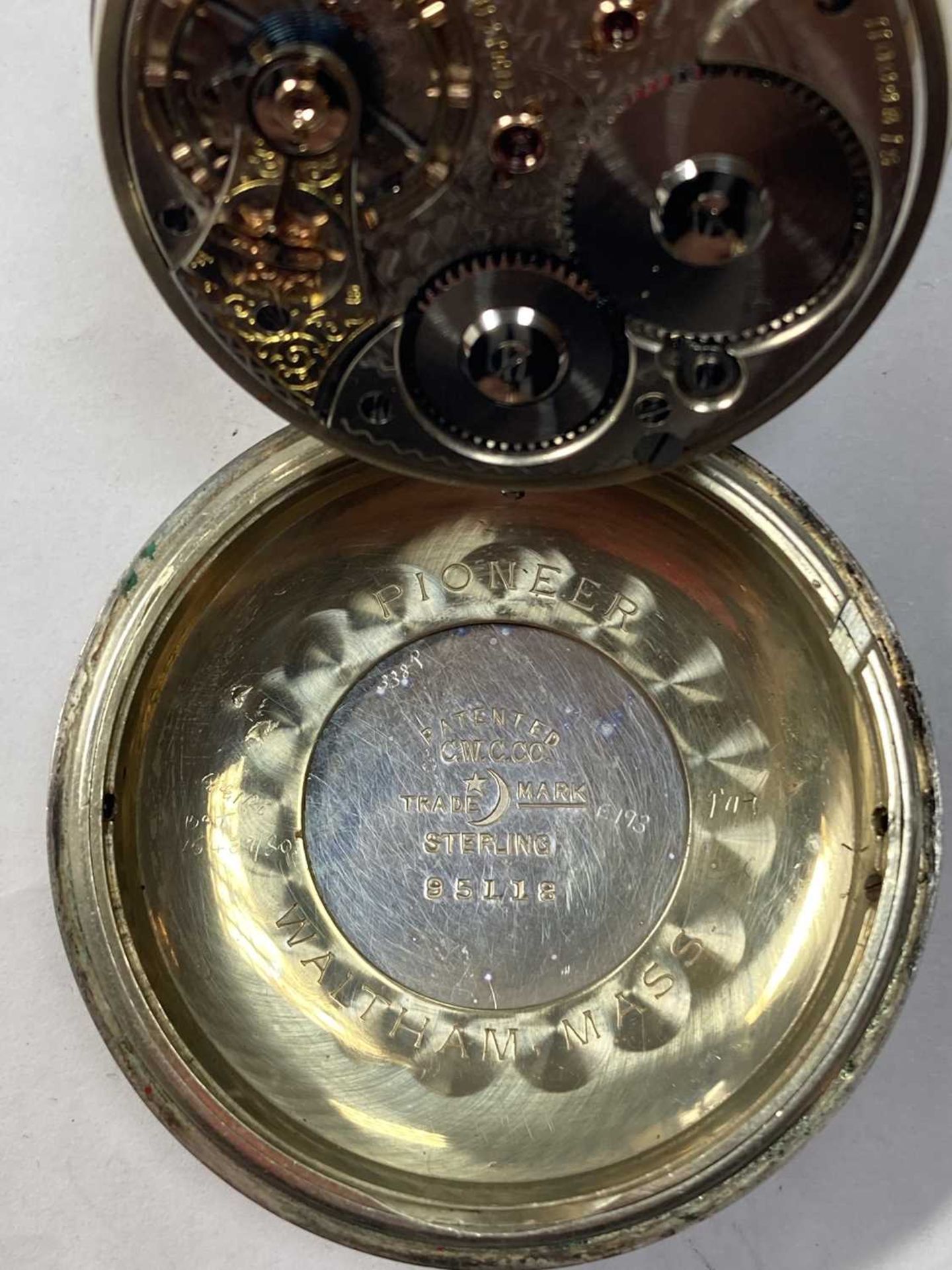 A sterling silver Waltham open-faced pocket watch, - Image 3 of 5