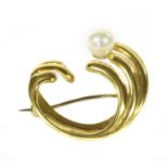 An 18ct gold cultured pearl spray brooch by Alabaster & Wilson,