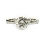 A platinum single stone diamond ring,