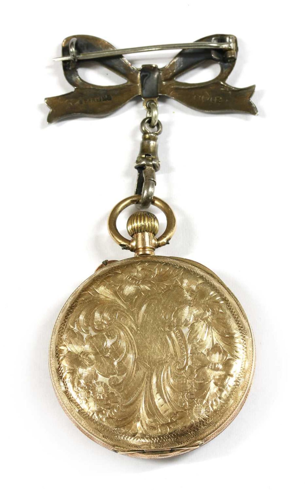 A 9ct gold pin set open-faced fob watch, - Image 2 of 2