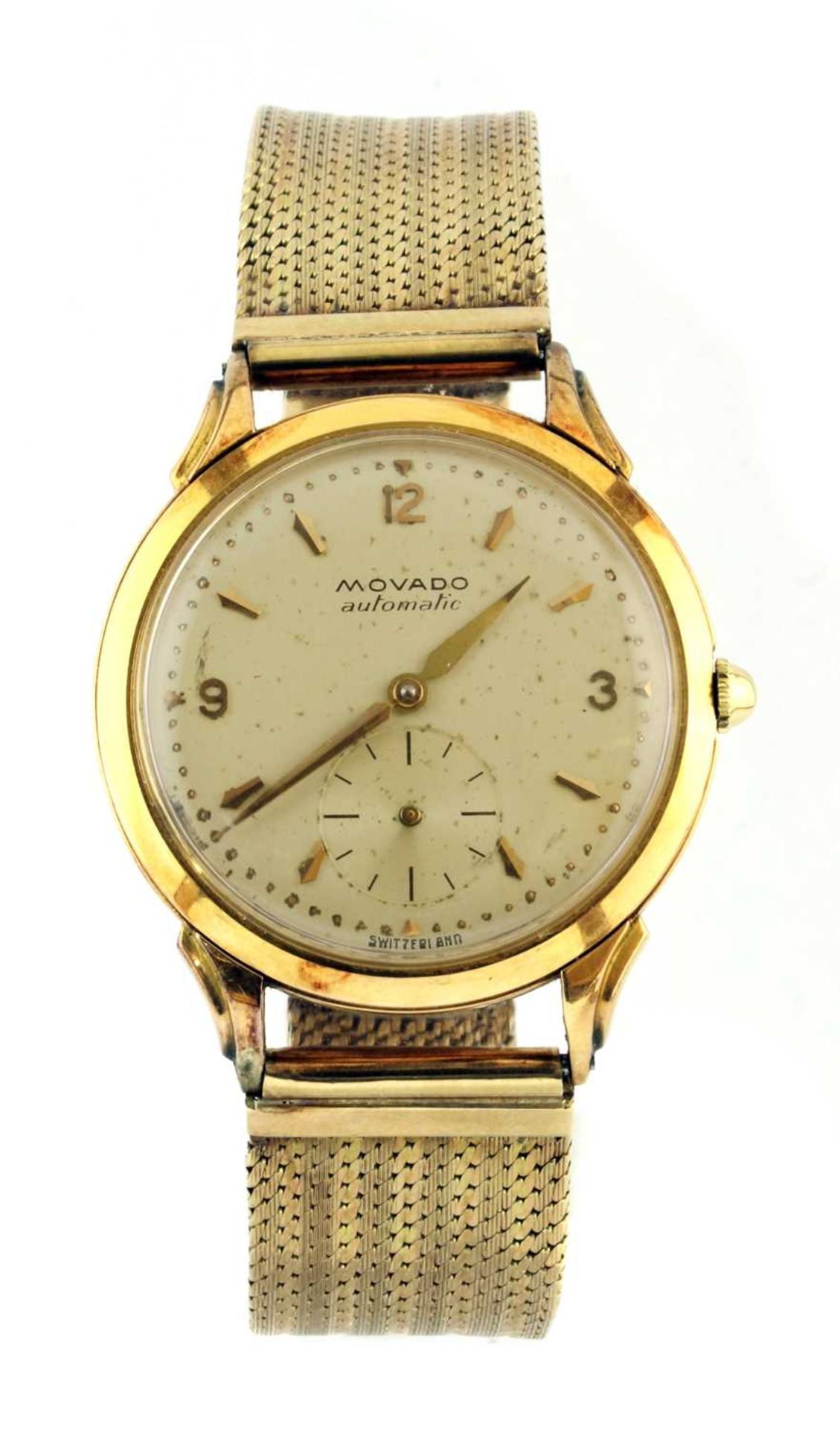 An 18ct gold Movado automatic bracelet watch,