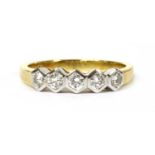 An 18ct gold five stone diamond ring,