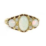 A Victorian 18ct gold opal and diamond ring,