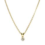 An 18ct gold single stone diamond pendant,