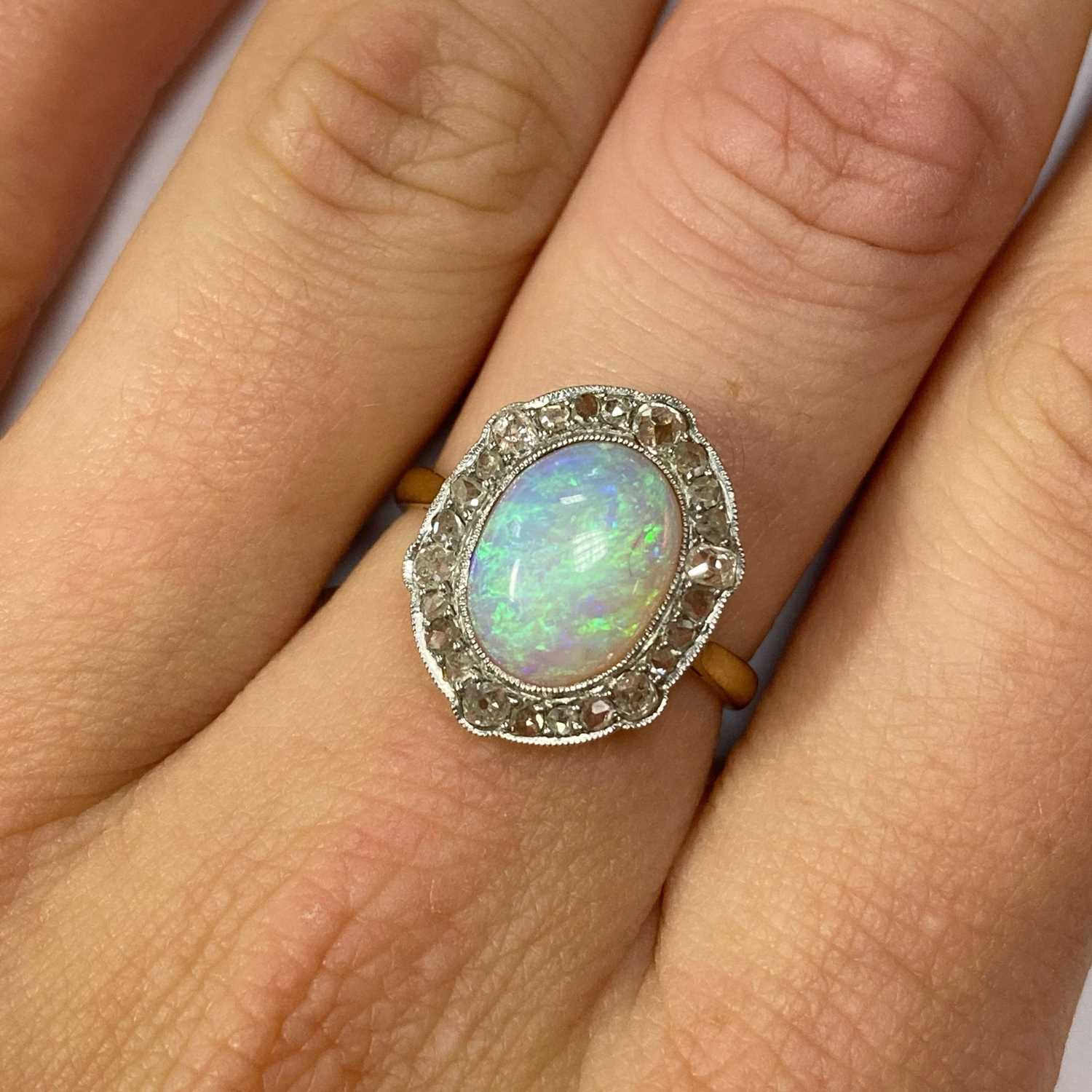 A gold opal and diamond ring, - Image 4 of 4