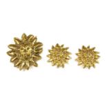 A Chanel gold-plated lion brooch and earrings suite,