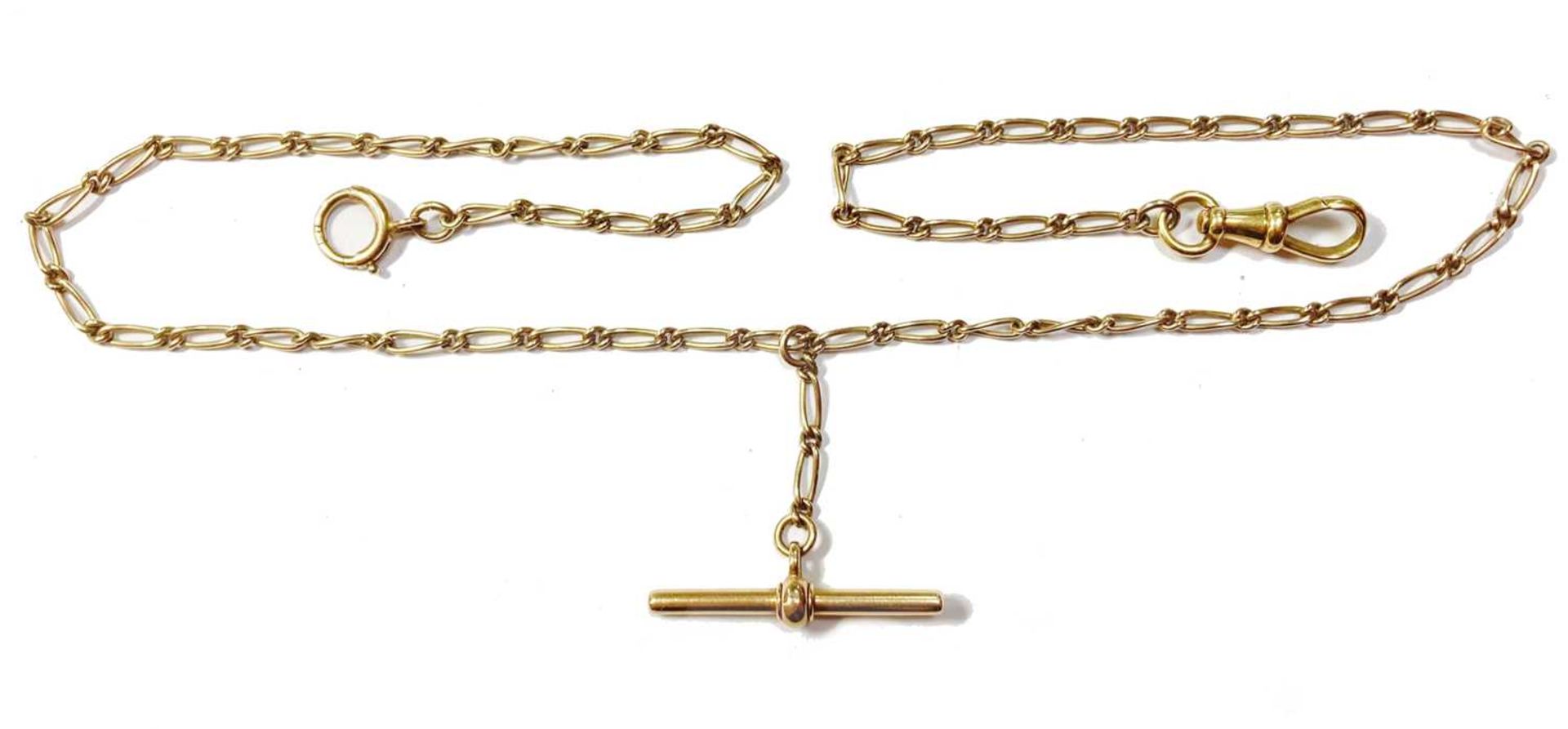 A gold figaro link double Albert chain, - Image 5 of 5