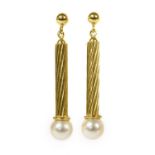 A pair of 18ct gold cultured pearl earrings,