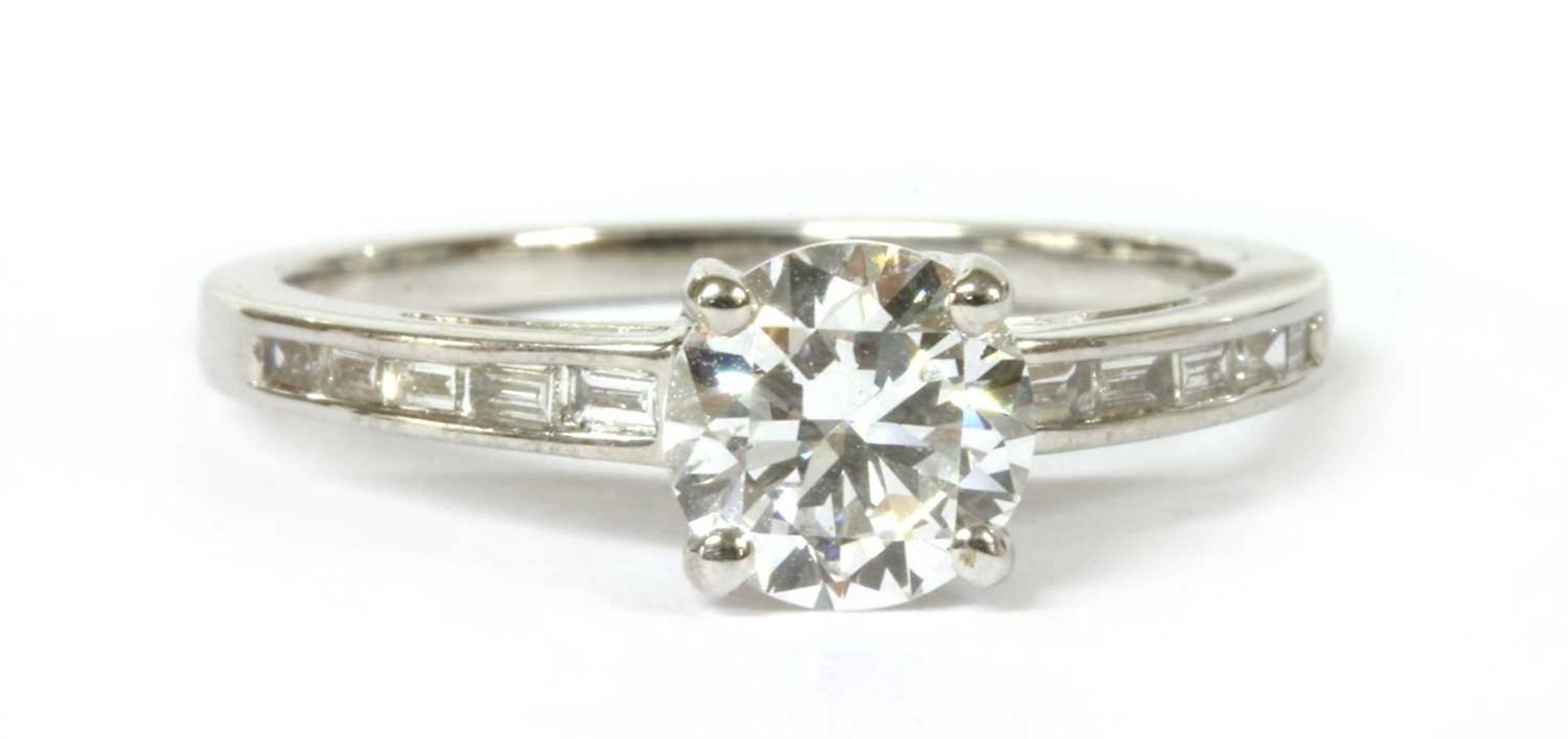A white gold single stone diamond ring,