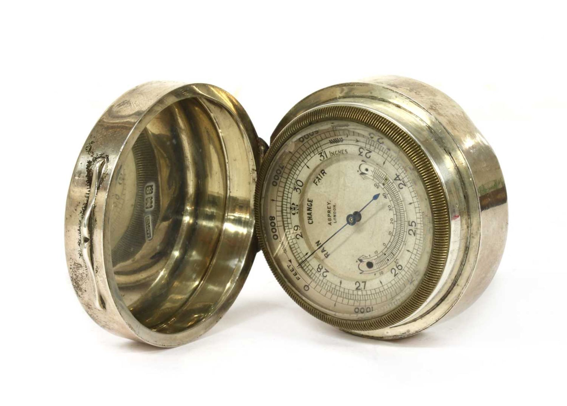 A sterling silver cased travel barometer by Asprey, - Image 2 of 13