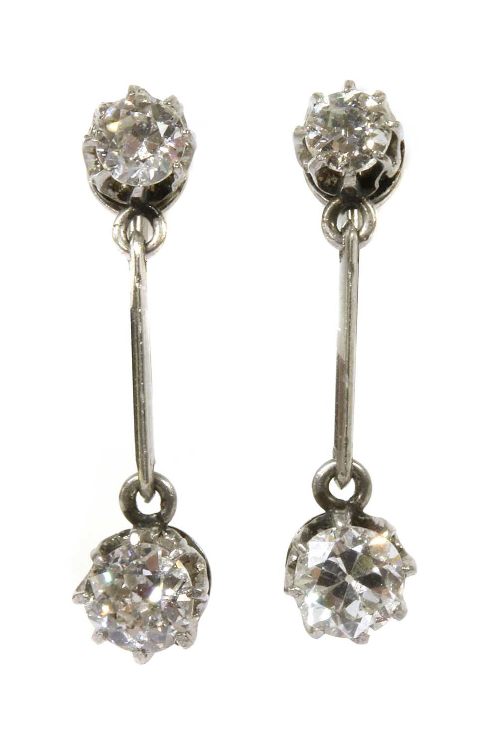 A pair of early 20th century diamond drop earrings,