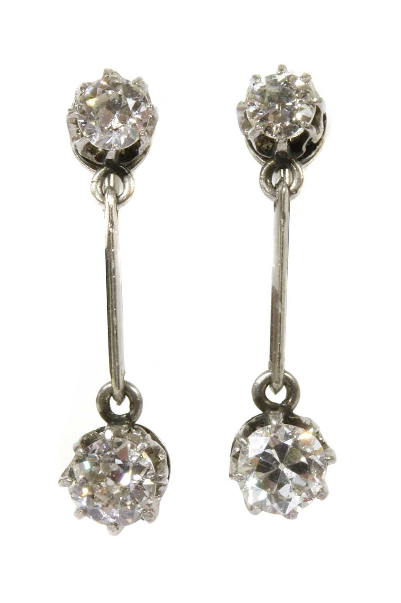 A pair of early 20th century diamond drop earrings,
