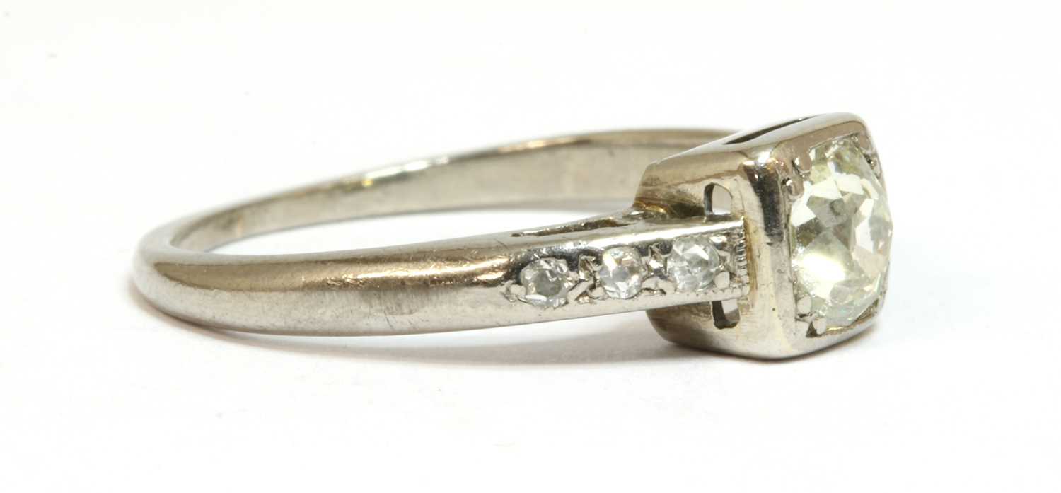 A white gold single stone diamond ring, - Image 2 of 4