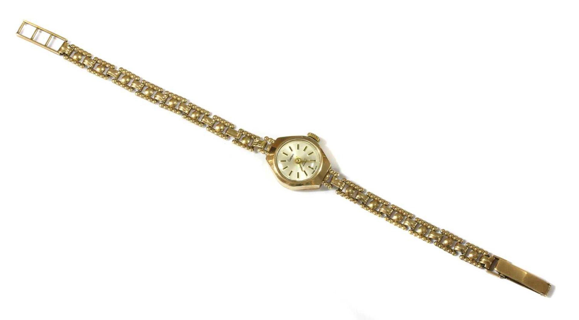 A ladies' 9ct gold Caronnade mechanical bracelet watch,