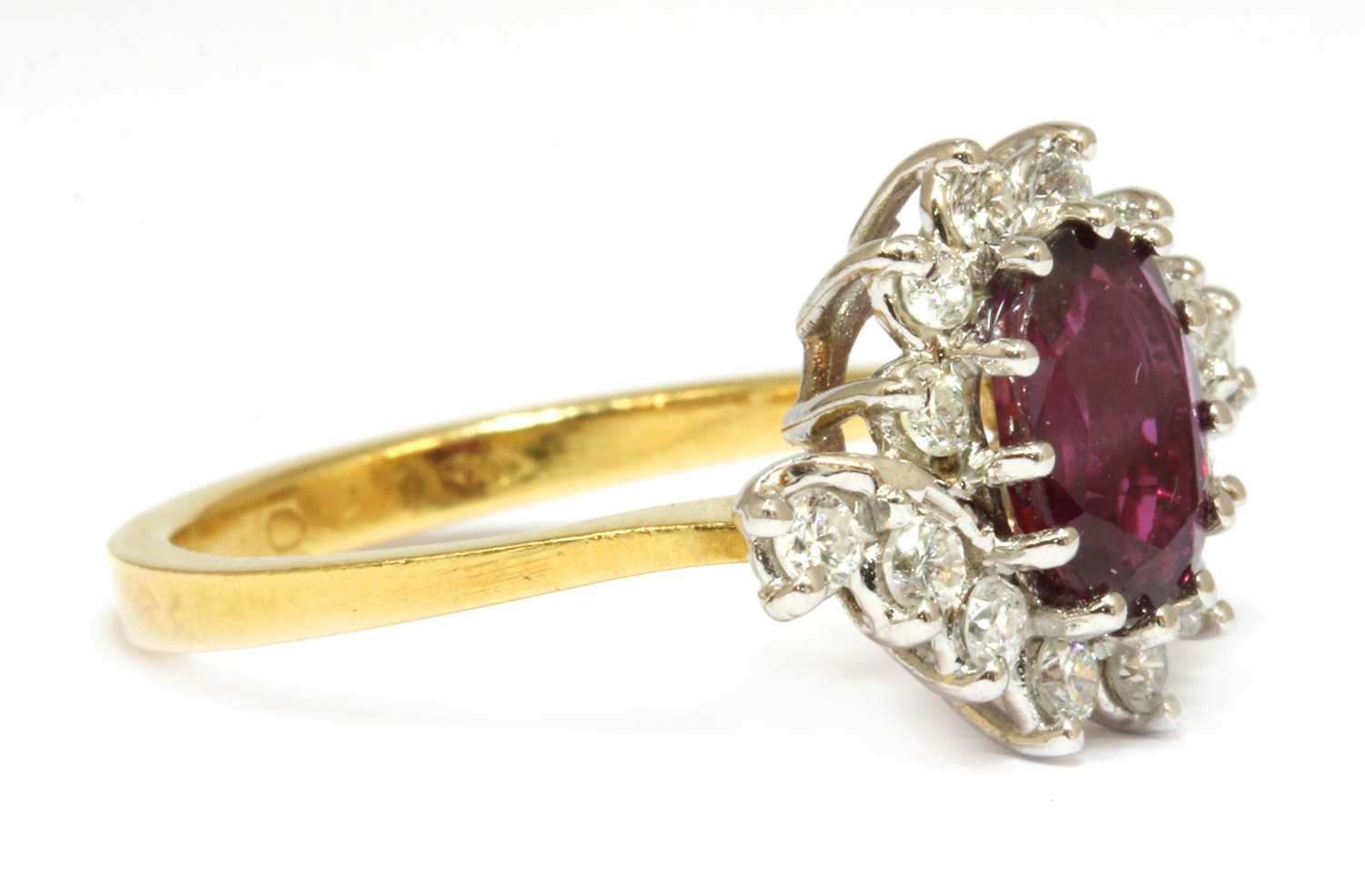 An 18ct gold ruby and diamond crossover cluster ring, - Image 2 of 4