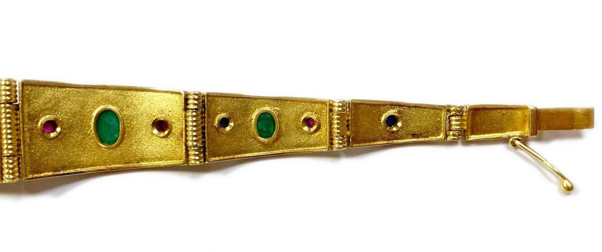 A gold emerald, sapphire and ruby bracelet, - Image 7 of 9
