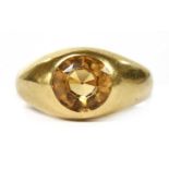 An Edwardian 18ct gold yellow topaz ring,