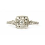 A white gold diamond cluster ring,