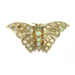 A 9ct gold opal and emerald butterfly brooch,