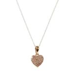 A rose gold heart-shaped pink diamond pendant,