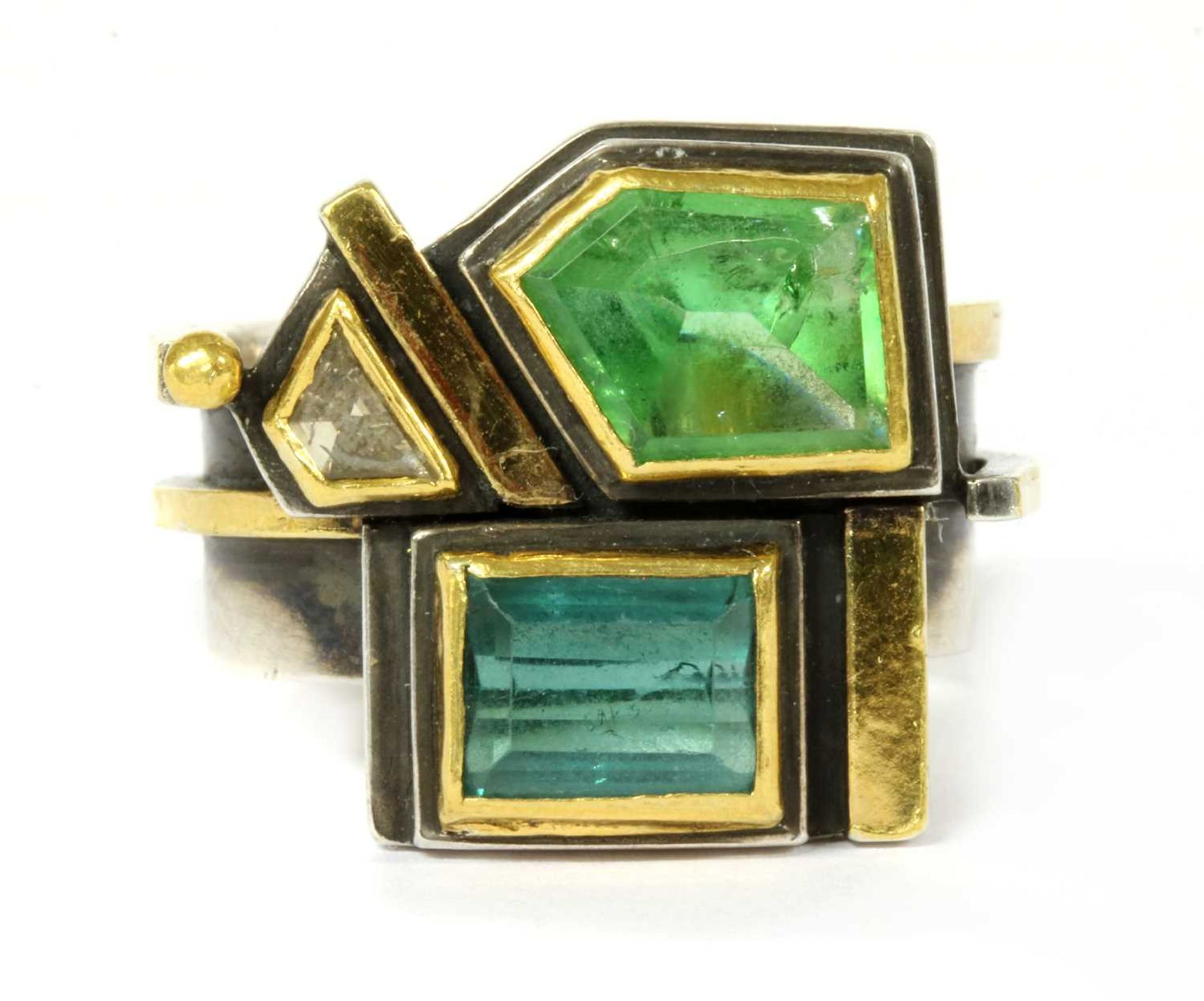 A silver and gold, tourmaline and diamond ring by Barbara Bertagnolli, - Bild 6 aus 6