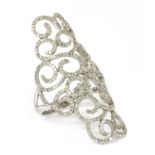 A white gold diamond fingerline ring,