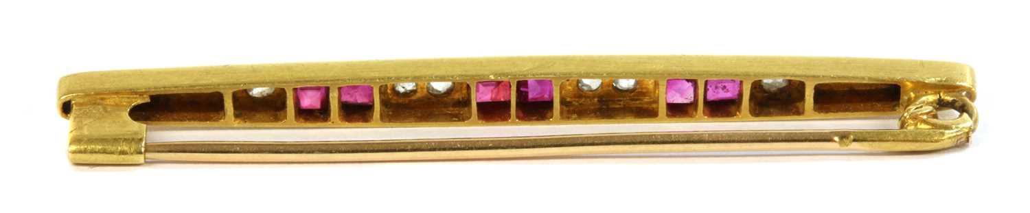 An Art Deco, gold, ruby and diamond bar brooch, - Image 2 of 2