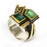 A silver and gold, tourmaline and diamond ring by Barbara Bertagnolli,