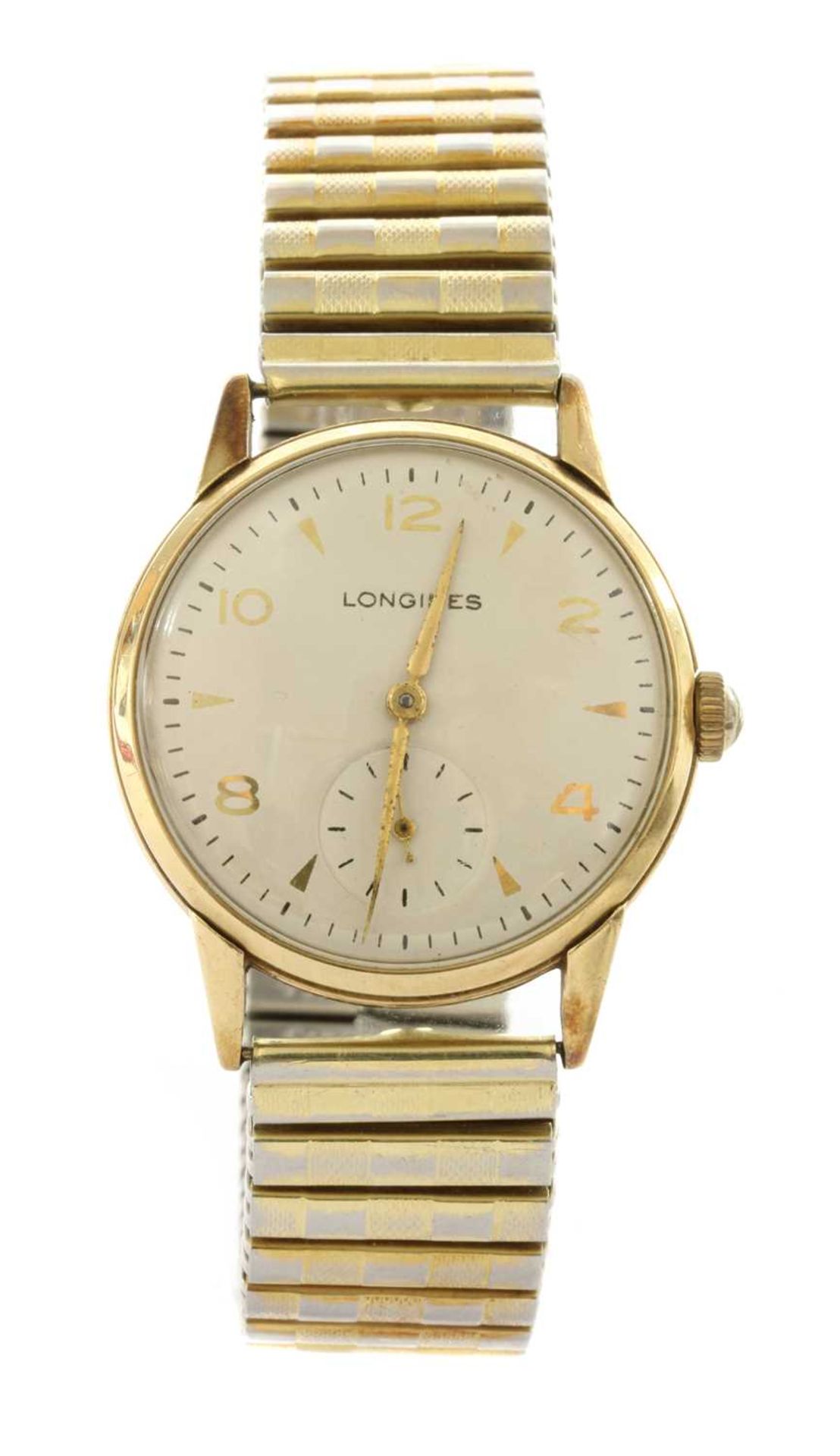 A gentlemen's 9ct gold Longines mechanical bracelet watch,