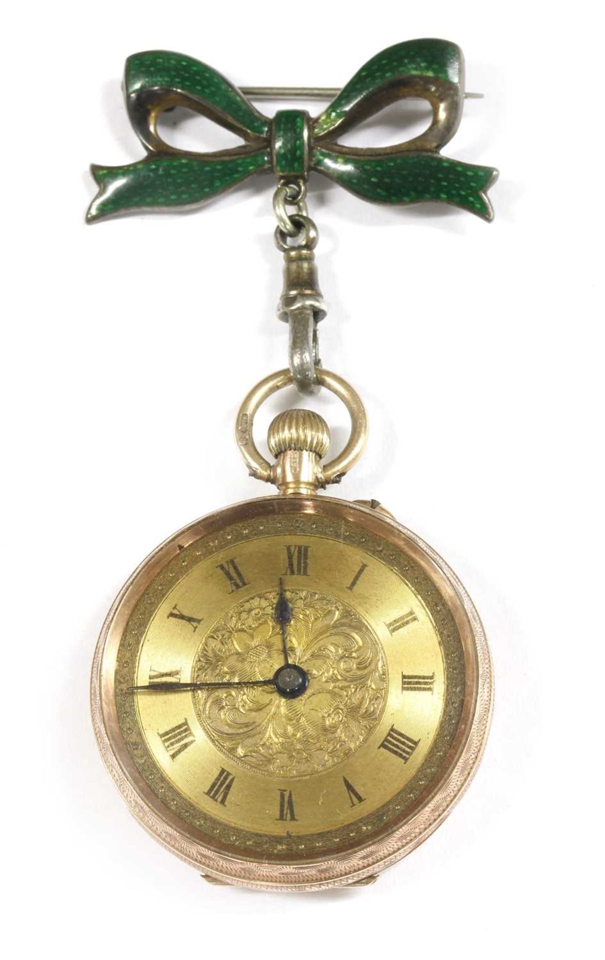 A 9ct gold pin set open-faced fob watch,